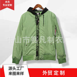 定制飞行员棒球夹克衫男 潮牌日系连帽棒球服工装加厚棉服定做
