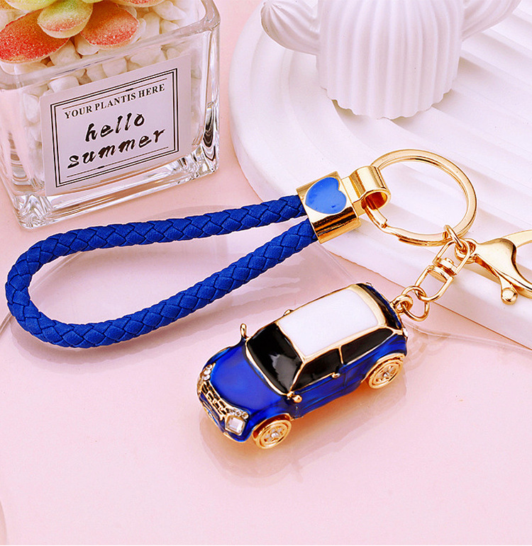 Car Pattern Unisex Gender Cute Car Alloy Plating Inlay Rhinestones Unisex Keychain 1 Piece