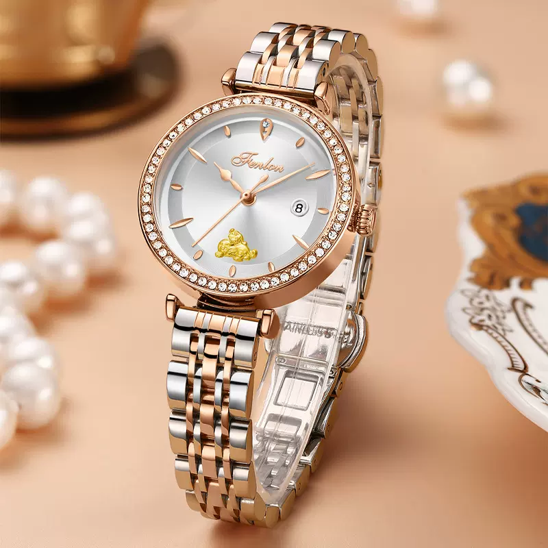 Fenlon/峰浪 时尚高档商务简约女士石英表麒麟钢带女表192
