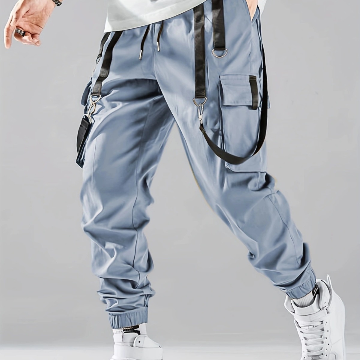Men's Casual Ribbon Overalls Pants – Drawstring Waist, Loose Fit, Comfortable & Stylish Trousers For Everyday Wear_viptrois.com
