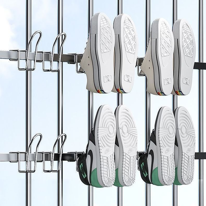 Window Shoe Hook Anti-theft Window Guard Railing Window Stainless Steel Shoe Rack Window Sill Outdoor Balcony Shoe Drying Artifact
