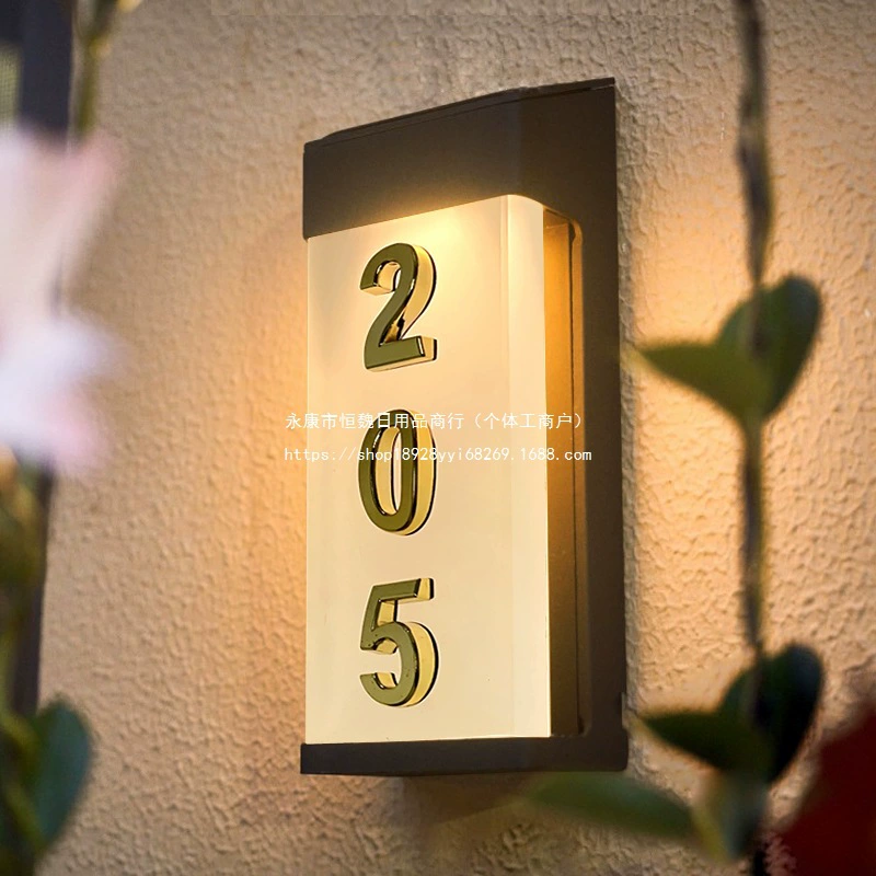 Светящийся номер двери во дворе виллы, солнечная уличная светодиодная дверь, номер магазина, номерной знак, индикация адреса, управление светом в ночное время