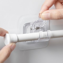 穴を開けないカーテンロッド固定器貼り付け式ロッドクリップクロスバードアテンバーブラケット伸縮タオルロッドハンガー