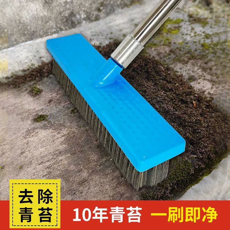 Швабра из стальной проволоки QX для двора, щетка для пола из нержавеющей стали, железная щетка для ступеней, длинная ручка, большая стальная проволока, стальная щетка для пруда с мхом, пол