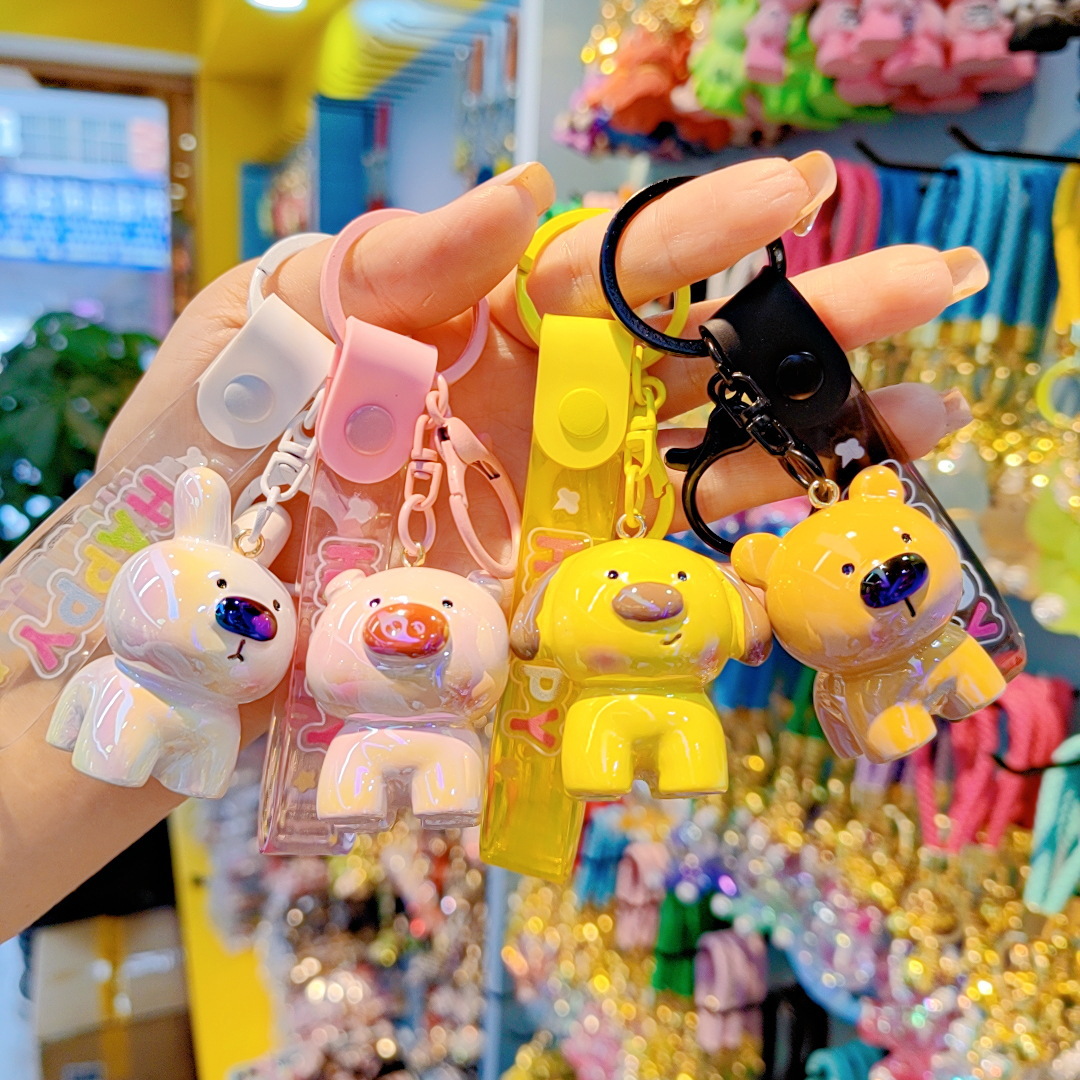 Animal lindo muñeca colgante acrílico recubierto bolsos colgantes pareja llavero colgantes de llaves de automóviles