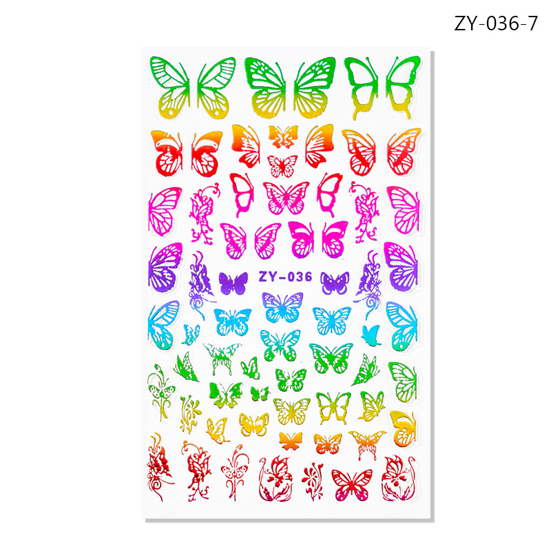 Pegatinas de uñas de dedo simulación pegatinas de mariposa delgada pegatinas de mariposa láser de oro y plata con pegatinas de mariposa dorada