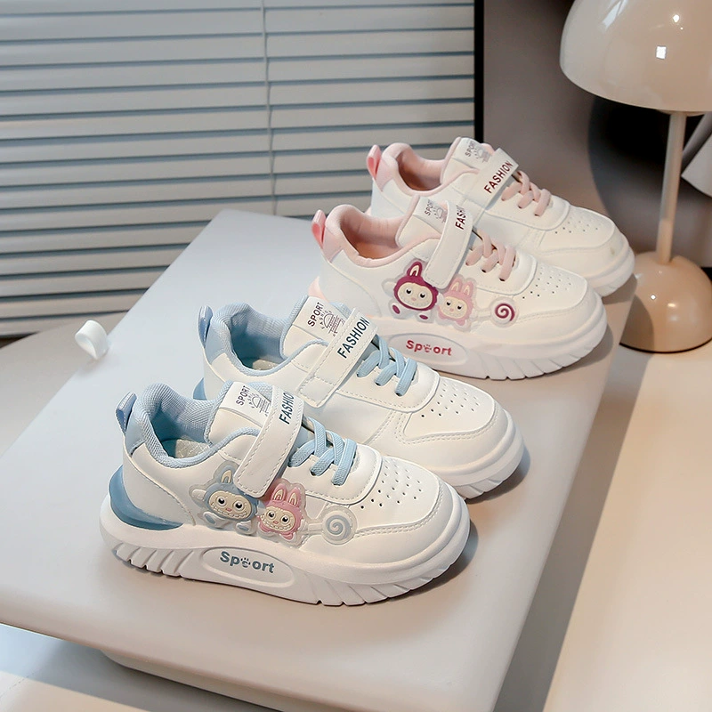 Детская обувь для девочек 2025 новый весенний детский мультфильм маленькие белые туфли для девочек кожаные мягкие подошвы