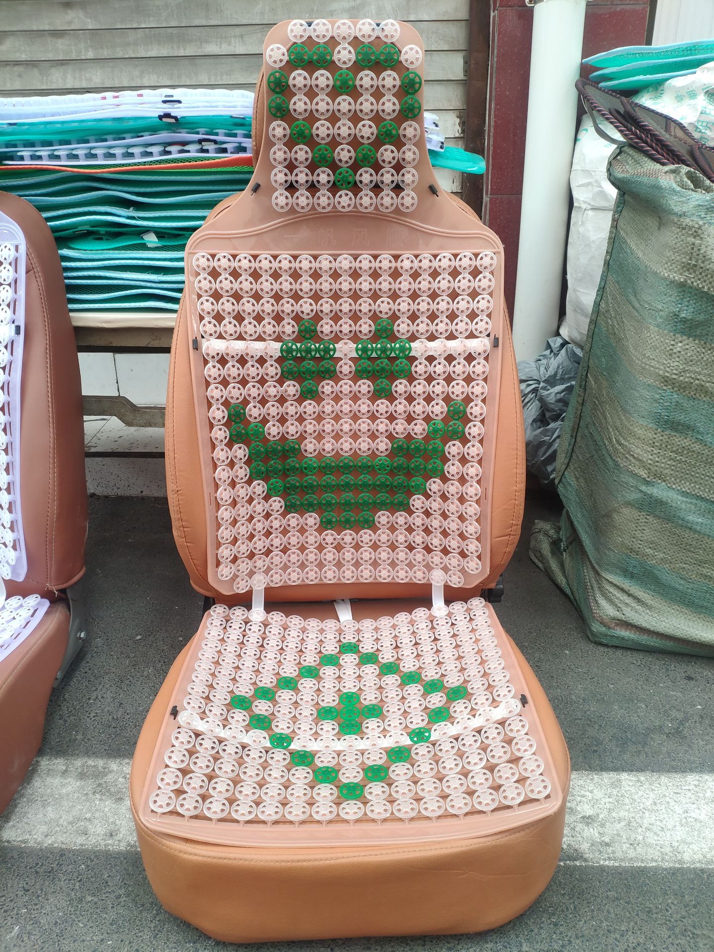 Summer Car Cushion Plastic Double Layer Chinese Knot Cushion Large Truck Universal Smiley Seat Cushion Breathable Cool Mat Jiefang J6