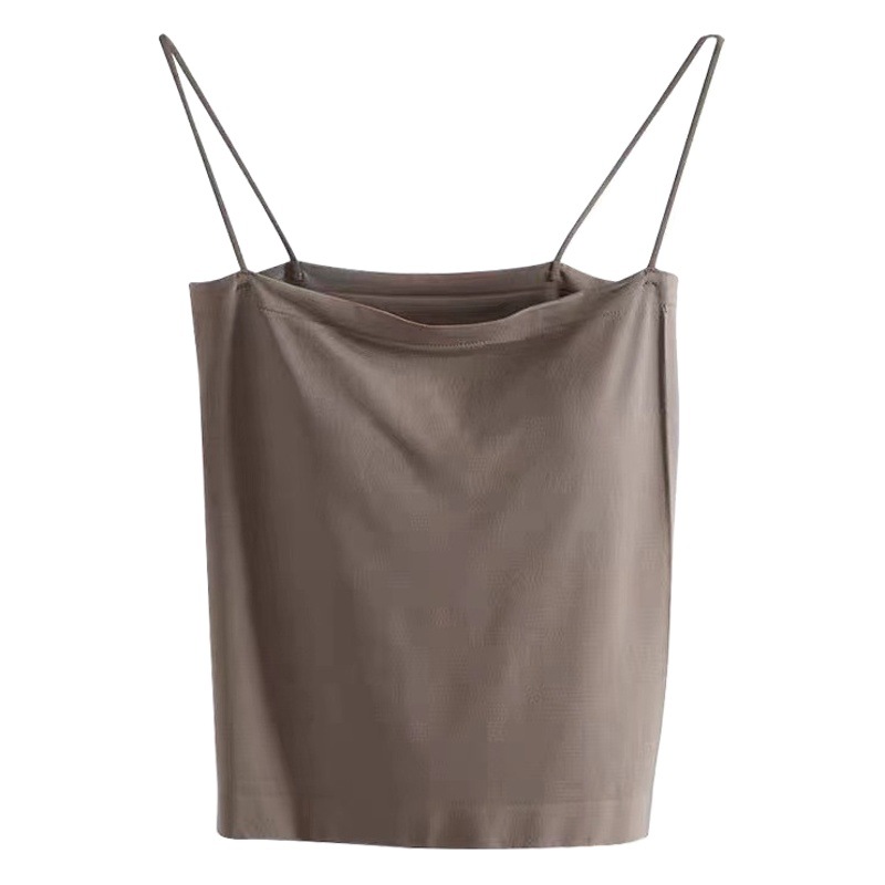 Ropa interior de seda de hielo sin costuras de verano Correa delgada inalámbrica almohadilla para el pecho de las niñas fija Copa desgaste exterior bottoming top de tubo de pecho envuelto para las mujeres