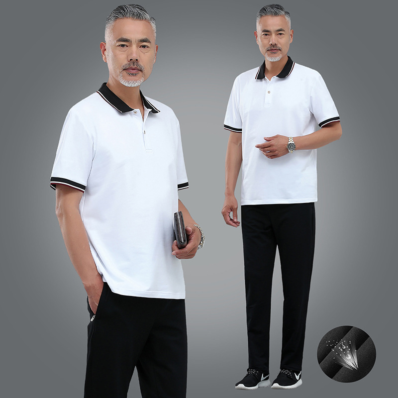 2024 verano nuevo hombre de mediana edad camiseta de manga corta delgada casual corto juego deportivo de tamaño grande papá dos piezas