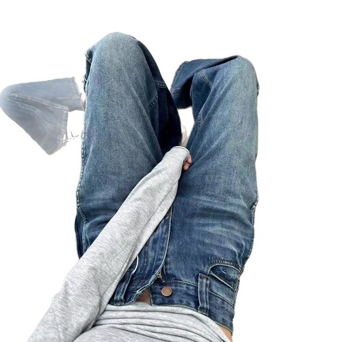 Light Blue High-Waisted Wide-Leg Women's Spring Summer Petite 2025 Spring Loose Drape Straight Leg Pants