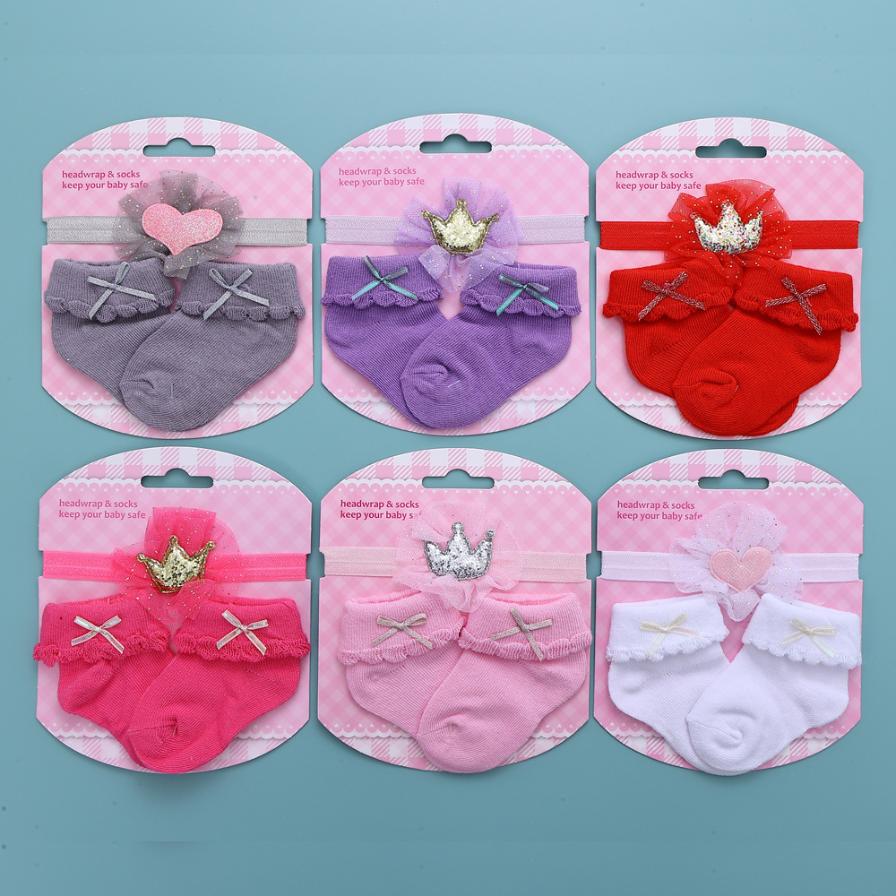 Nuevo arco lindo malla recién nacido calcetines caramelo princesa color sólido bebé calcetines pelo banda traje