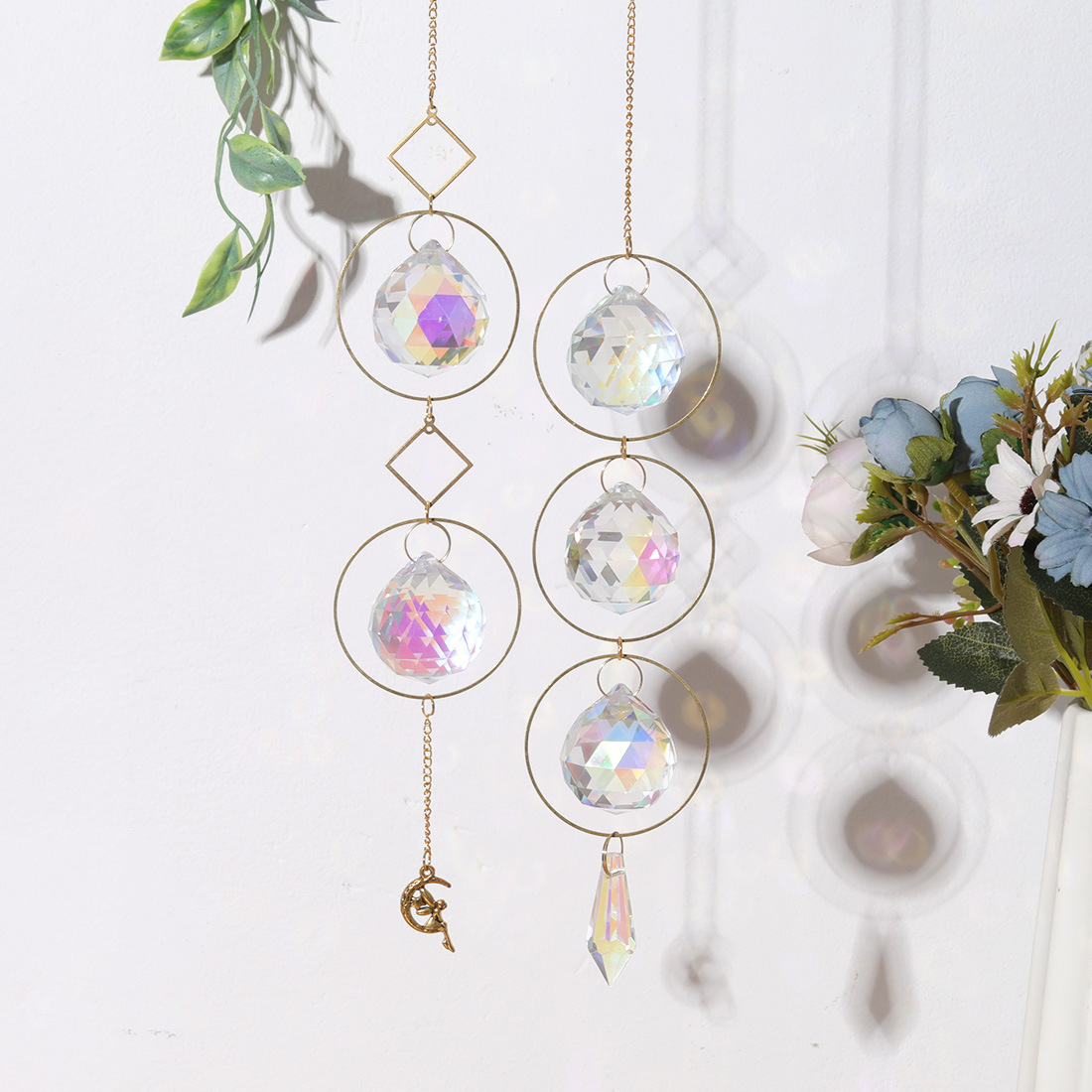 Casual Moon White Crystal Pendant display picture 2