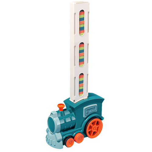 Dominoes electric train for children boys educational automatic throwing and distributing musical cars building blocks toys for girls