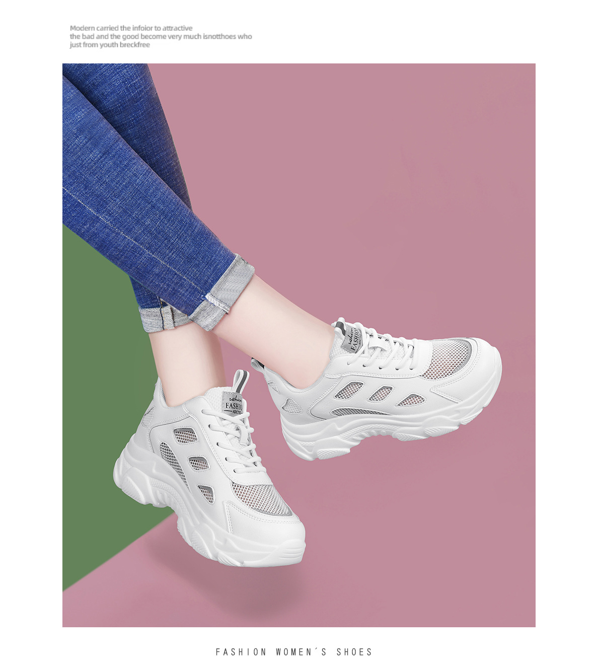 Giày sneaker nữ đế dày phối quần ống rộng, giày thể thao lưới thoáng khí mùa hè — DH 58623 Trắng, DH 58623m màu xám chi tiết 14