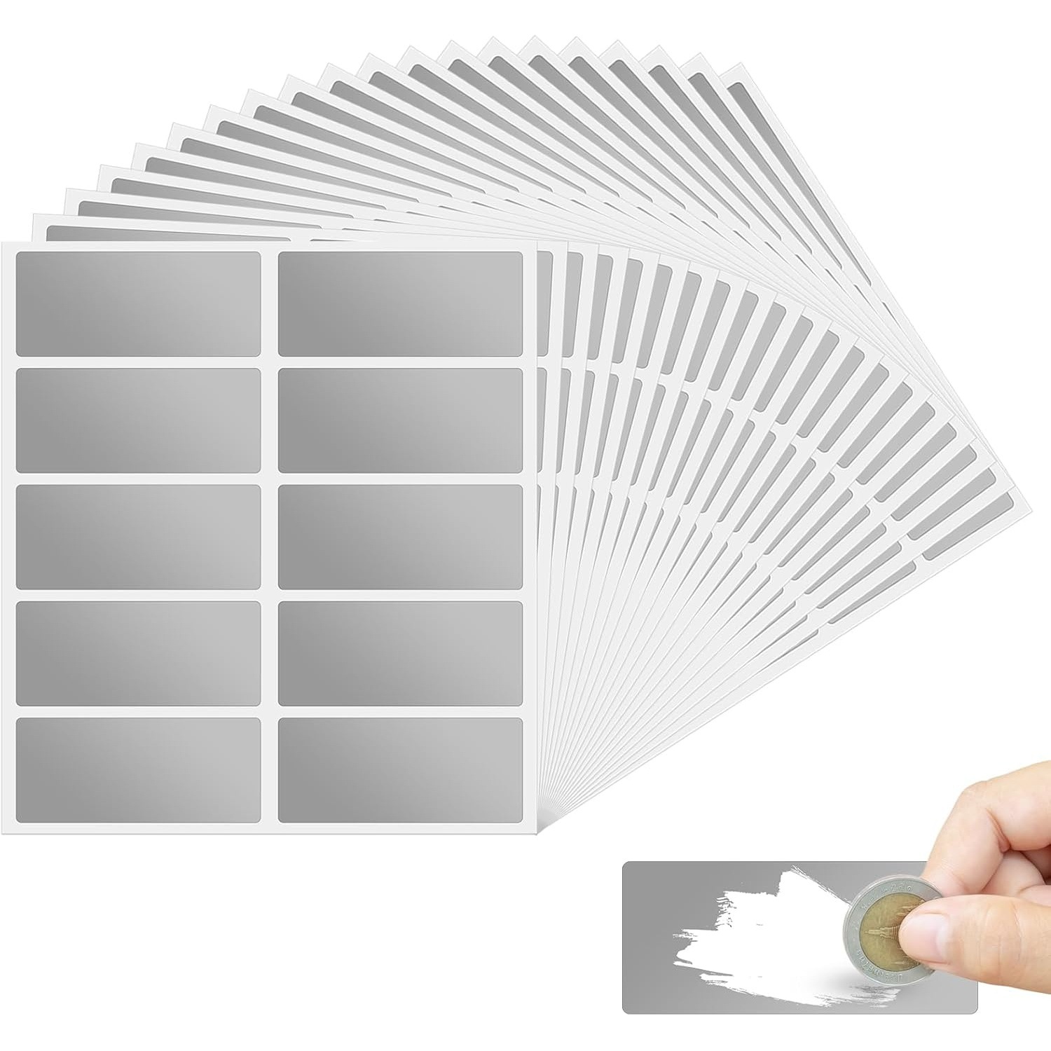 银色刮刮乐贴纸方形自粘无味适用于婚礼抽奖游戏