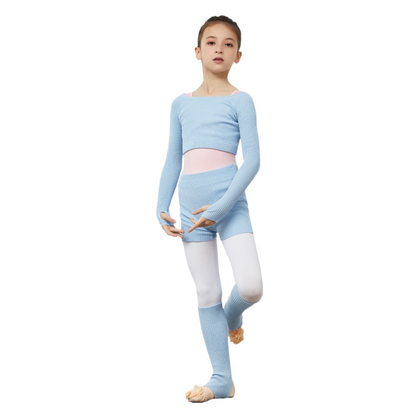 Entrega de una pieza suéter de baile para niños pantalones traje ropa de otoño e invierno suéter de baile para niñas leggings ajustados pantalones de lana