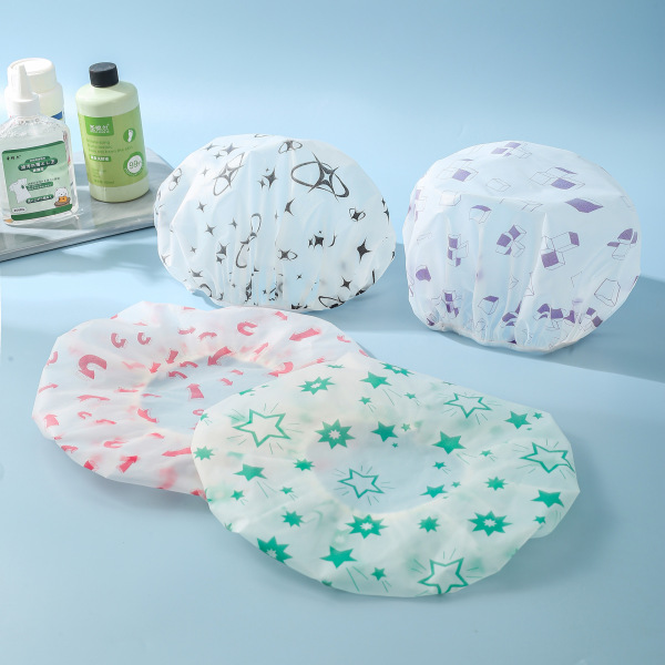 Shower Cap Waterproof Household Shower Cap Waterproof Bath Thickened Plastic Bathroom Waterproof Headgear Shower Cap Women Men's Hat