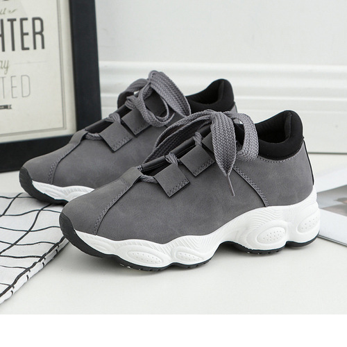 2024 Spring New Women's Shoes Casual Shoes Korean Style Student Thick Soled Sports Shoes Running Shoes Women's Single Shoes Trendy Shoes