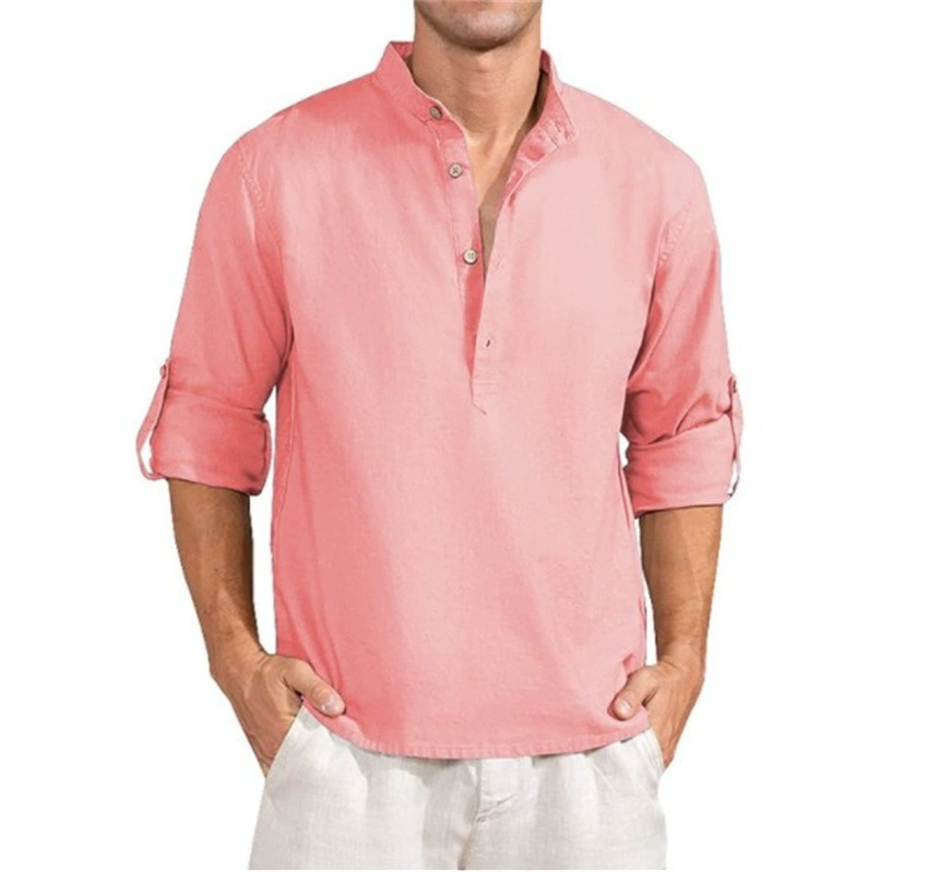 (Cross-border trading), solid long-sleeve, shirt, plus size, (Physicals), Amazon, cotton and linen