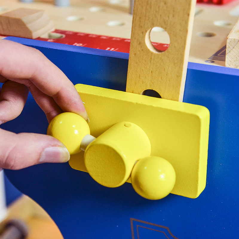 Niño de simulación mesa de herramientas de madera mesa de juguete y silla bebé taladro tornillo tuerca destornillador niños tornillo al por mayor
