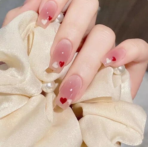 Winter Machine-Made Heart-Shaped Wearable Nails, Black Gradient Star and Moon Nail Pieces, Detachable Finished Products Wholesale, Sweet and Cool Style