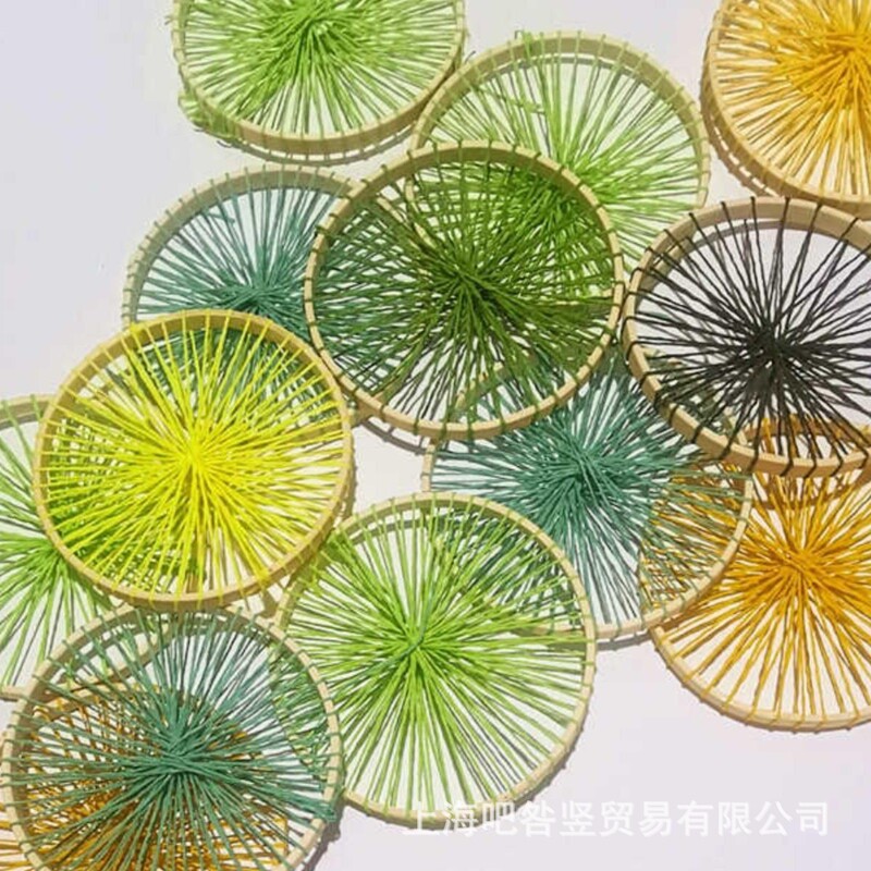 竹子装饰立体绳线幼儿园挂饰网格背景墙编织圆环相片墙环创框bjs|undefined