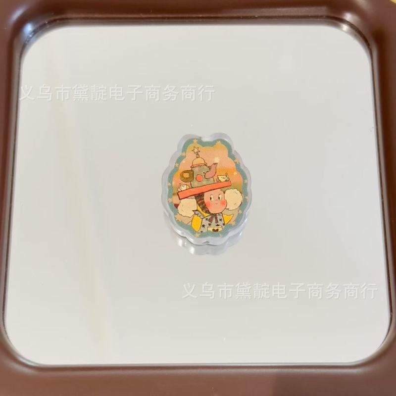 复古星星人椭圆串珠 板材珠diy发绳饰品配件手机链包挂钥匙扣材料|undefined