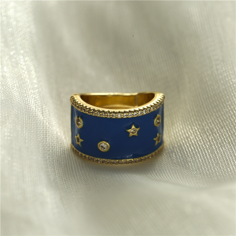 Nouvelle Bague Ouverte En Zircone Micro-incrustée De Cuivre Goutte D&#39;huile De Mode display picture 5