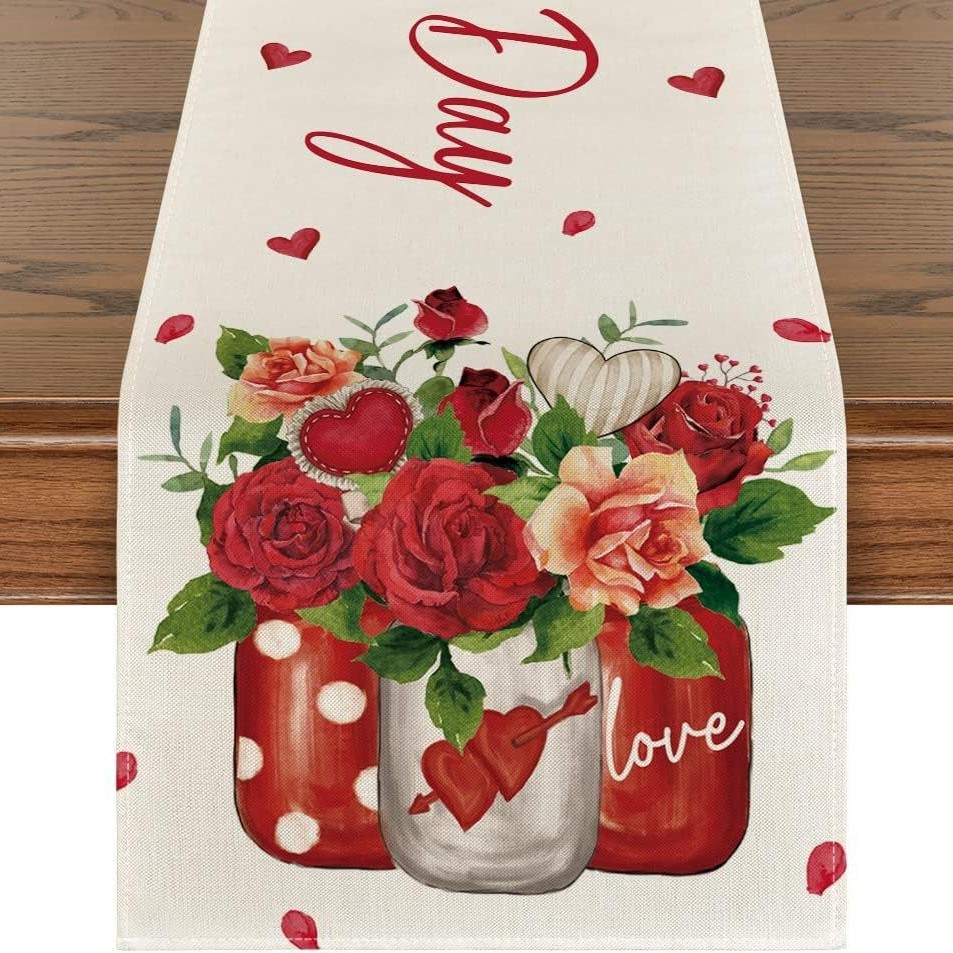 Novedad transfronteriza: Camino de mesa de lino estampado, decoración para sofá, ambiente festivo, estilo nórdico, tira larga.