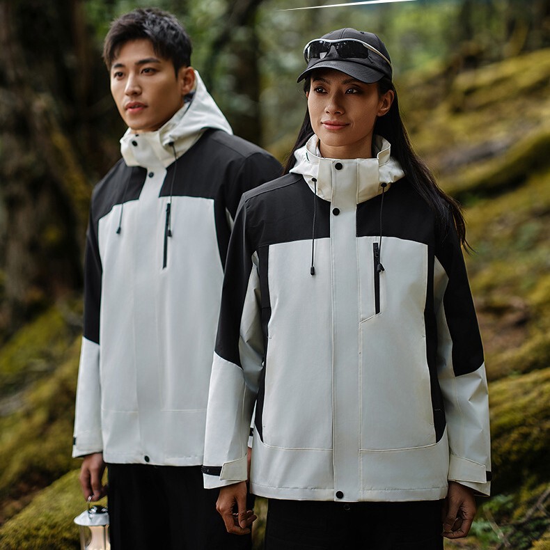 Three-In-One Detachable Jacket with Custom Printed Logo for Men and Women, Outdoor Travel Mountaineering Clothing, Couple Jacket