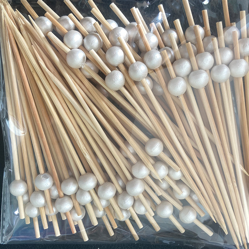 Signo de bambú desechable Signo de cuentas de oro de madera 100 piezas/paquete Cóctel decorativo dorado Signo de frutas Amor estrella de cinco puntas