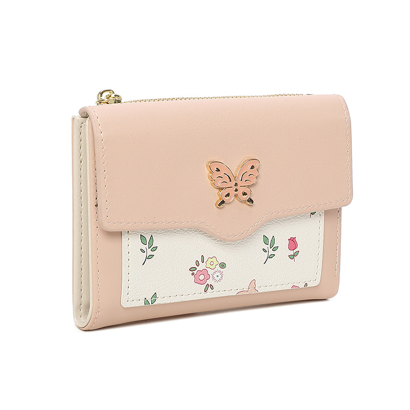 Nueva billetera de dama de alto nivel, impresión de mariposa transfronteriza multifuncional bolsa de tarjetas corta personalizada bolsa de cambio para mujeres