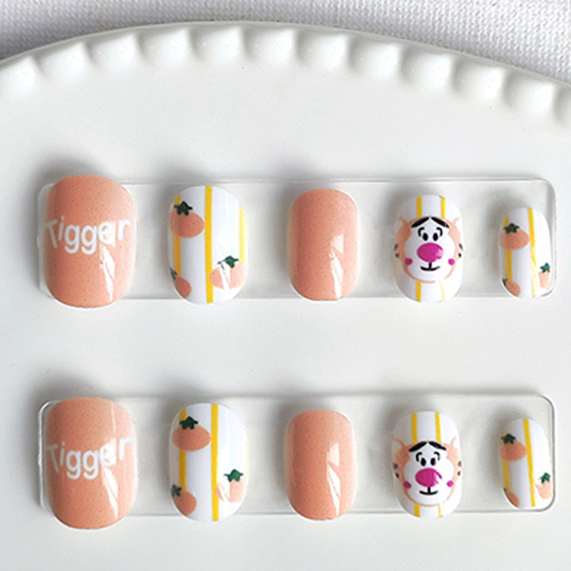 Orange Tiger Sweet Fun Wearable Nails Short Square Round Nails Orange Base Tigger Hand-Painted Ins Style Energetic Girl Nail Stickers Orange Tiger Sweet Fun Wearable Nails Short Square Round Nails Orange Base Tigger Hand-Painted Ins Style Energetic Girl Nail Stickers