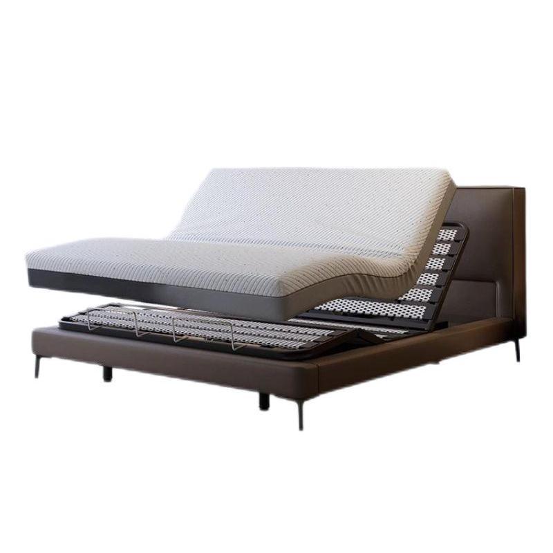 Bloqueo de tofu minimalista italiano cama eléctrica inteligente cama doble moderna simple cama de cuero flotante multifuncional image 6