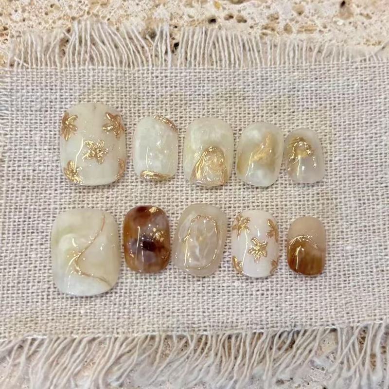 爆款穿戴甲高级感手工杏仁水滴甲立体轻奢美甲可拆卸甲片新款|undefined
