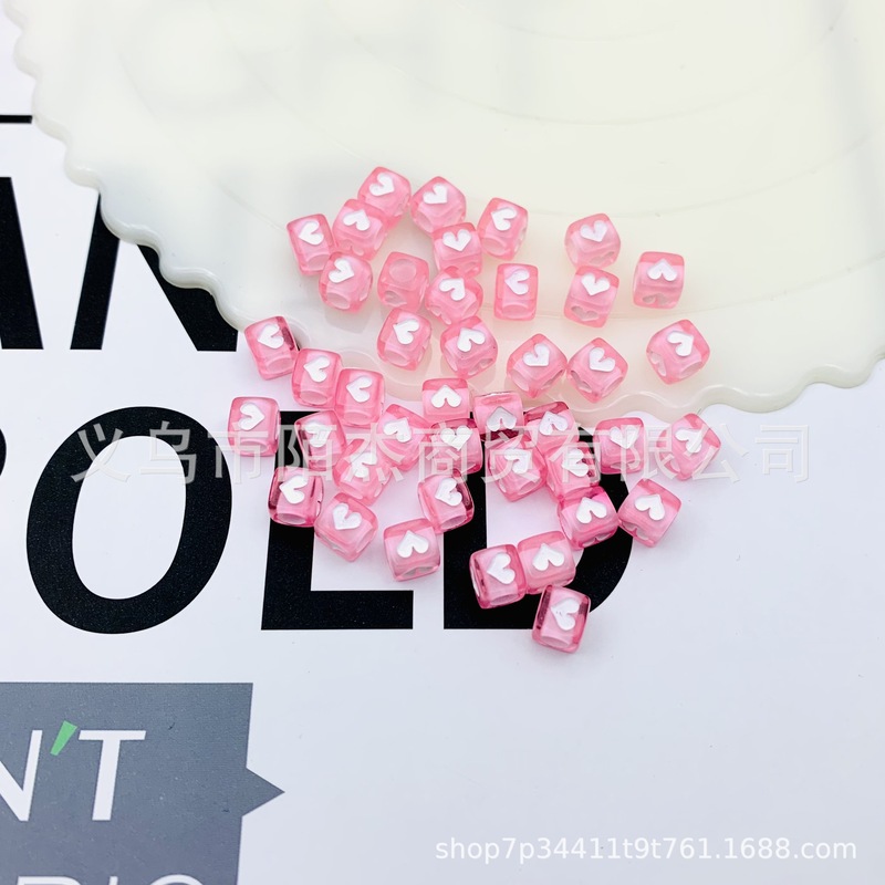 6 ミリメートルアクリル愛の文字と数字ビーズ diy アクセサリースクエアラウンドカラフルな手作りビーズルースビーズ卸売|undefined
