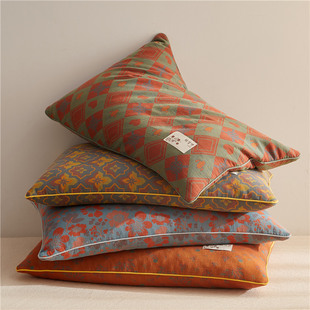 Cervical spine protection buckwheat pillow core cotton double-layer yarn single dormitory hard pillow for men to help sleep special pillow