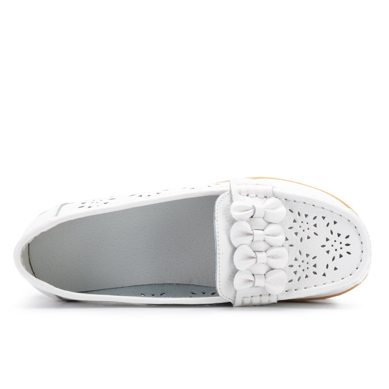 2020 Spring and Autumn New Nurse Shoes Casual Flat Heel Women's Shoes Beanie Shoes Mom's Shoes Tbottomon Bottom Hollow Single Shoes for Women