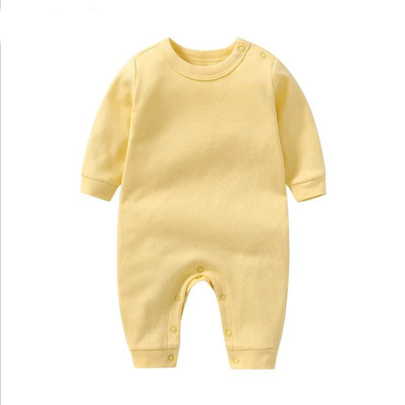 Детский комбинезон с длинным рукавом, пижама, демисезонный solid bodysuit для новорожденного