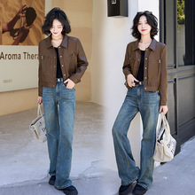 品牌真皮皮衣短款女2025新款时尚气质翻领机车服女士百搭显瘦外套