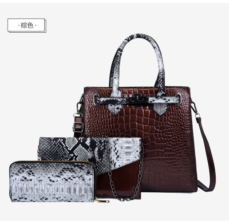 New European and American fashion crocodile pattern crossbody single-shoulder handbag bags for women, wholesale of mother and child set bags undefined