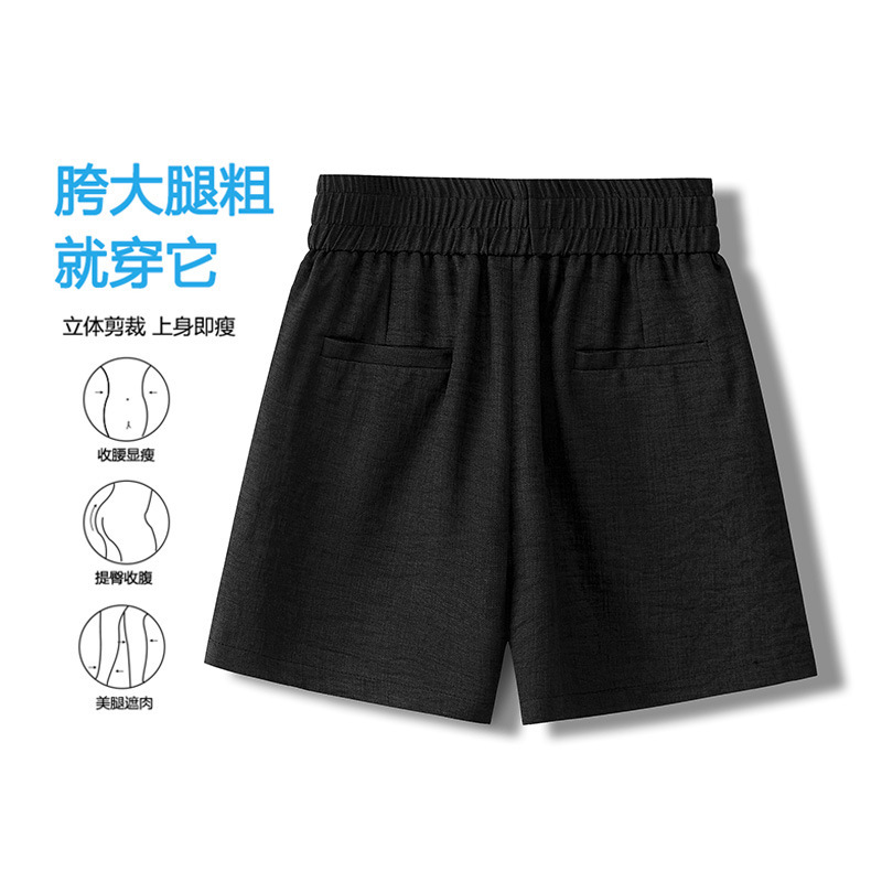 elastic waist wide leg shorts women's high waist loose A- shaped five-point pants summer 2024 new thin slim hot pants