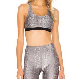 欧美运动夏季蛇纹 烫金 透气弹力收身运动瑜伽跑步健身套装女现货