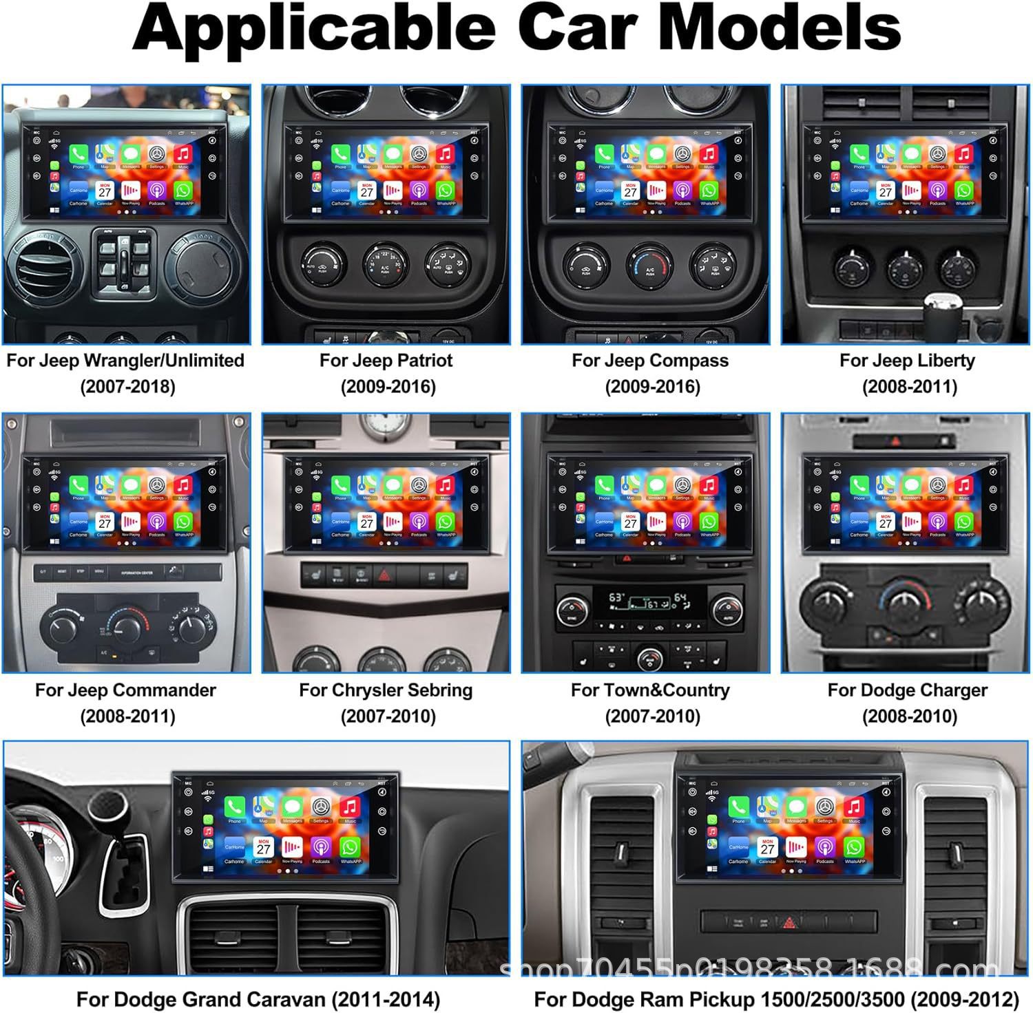 Suitable for 7inch Universal Jeep Compass Wrangler Dodge Chrysler Android Large Screen Car Navigation