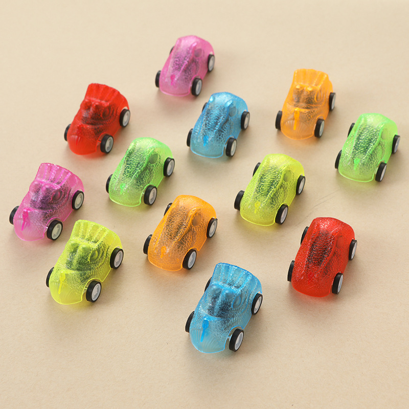 Cabeza de dinosaurio graffiti transparente mini pull back coche empuje pequeño regalo divertido huevo juguete