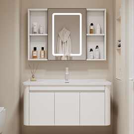 包安装蜂窝铝太空铝浴室柜洗脸盆组合一体陶瓷盆圆角洗手池洗漱台