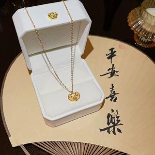 复古中国风平安锁吊坠百搭精致锁骨链轻奢高级感不掉色钛钢项链女