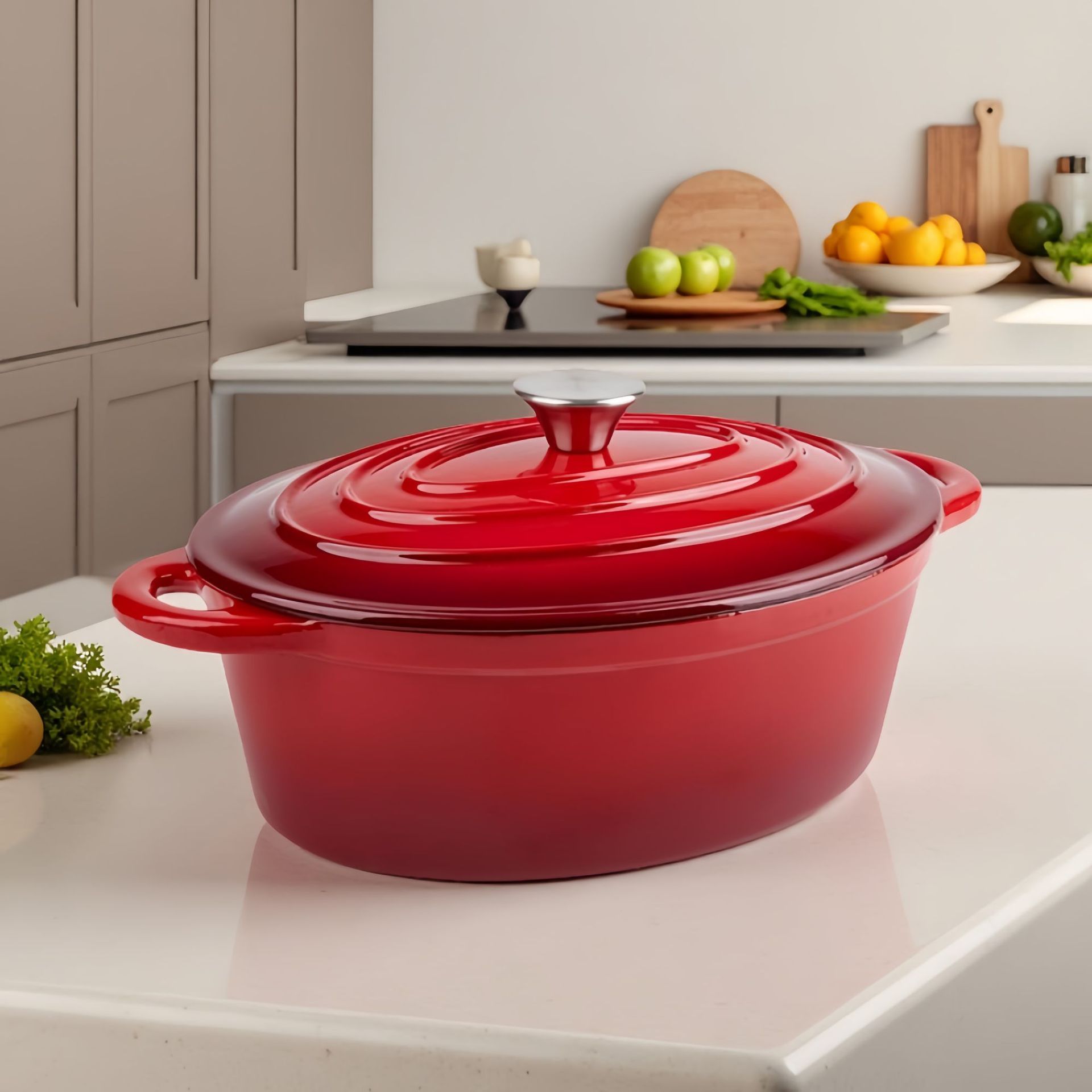 铸铁珐琅锅加厚椭圆搪瓷锅电磁炉通用无涂层铸铁海鲜炖锅焖烧锅