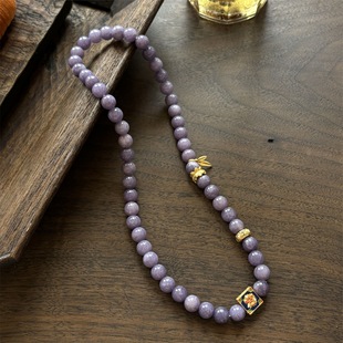 Deep Purple Clavicle Chain Original Sunset Chalcedony Mist Natural Temperament Stone Guofeng Innovative Necklace Chinese Beaded Others